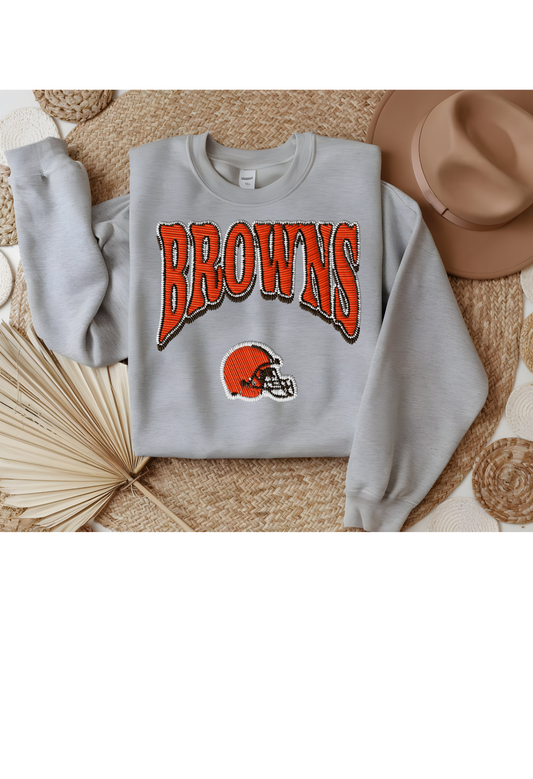 Faux Embroidery Browns Gameday Sweatshirt