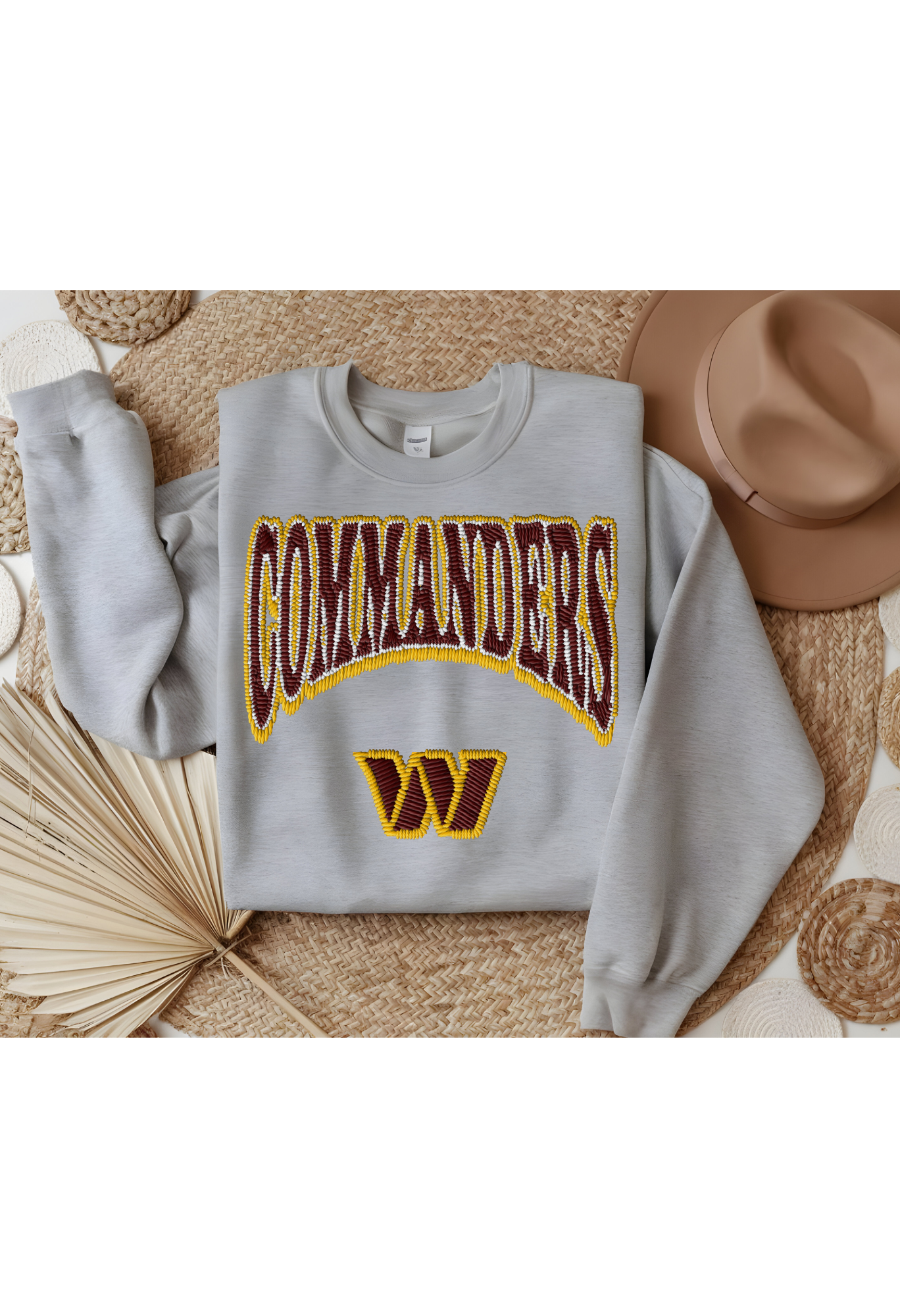 Faux Embroidery Comanders Gameday Sweatshirt