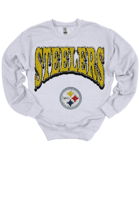 Faux Embroidery Steelers Gameday Sweatshirt