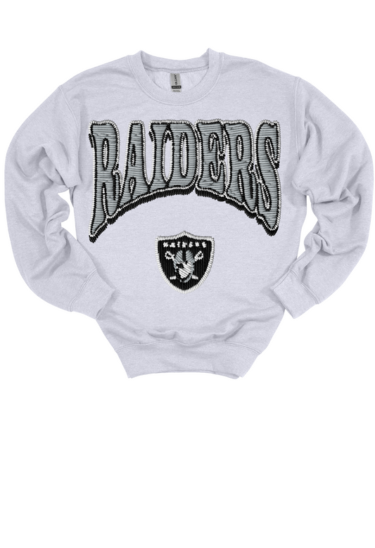 Faux Embroidery Raiders Gameday Sweatshirt
