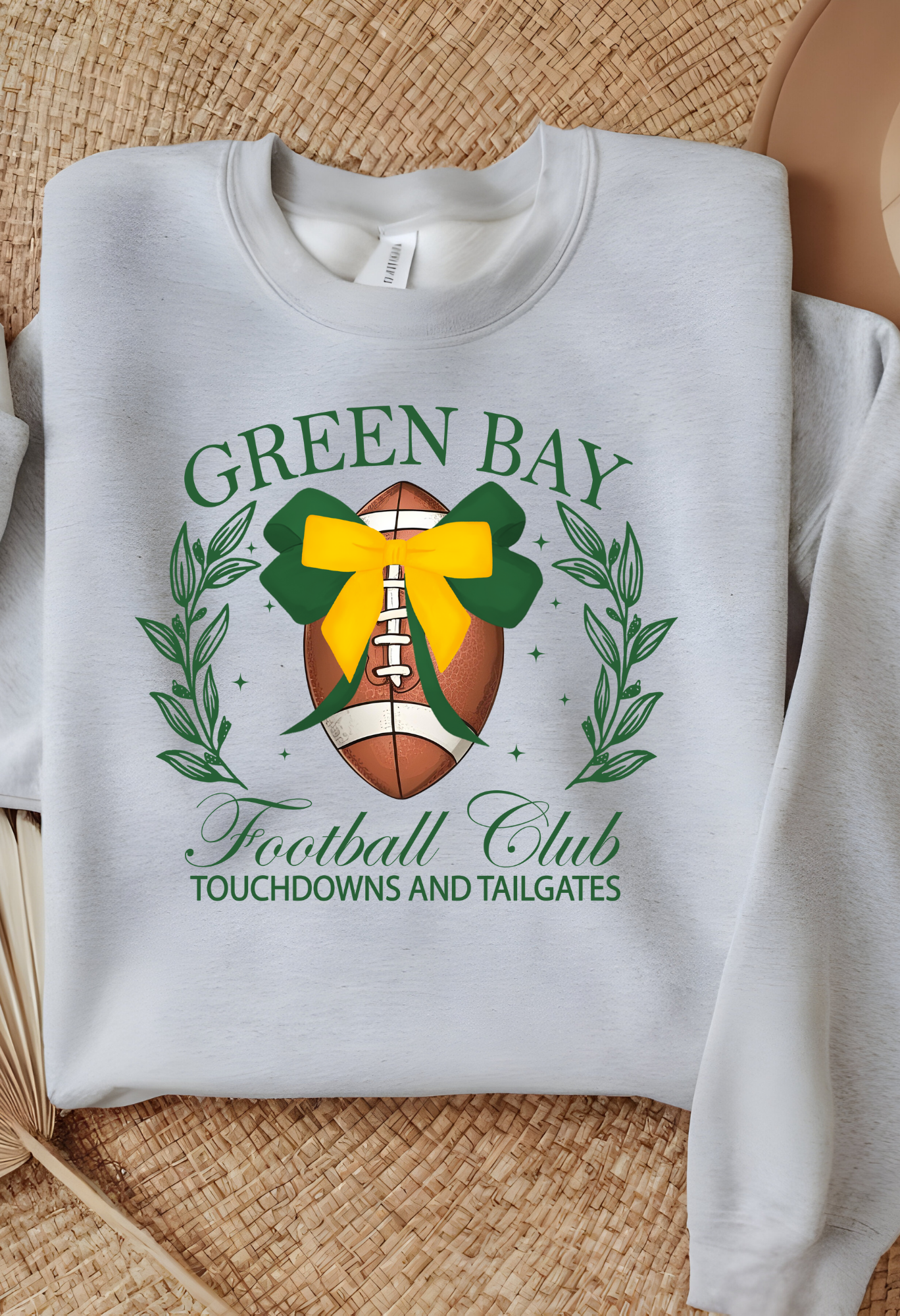 Green Bay Coquette Football Sweatshirt Girly Football Bow Sublimation Sweatshirt