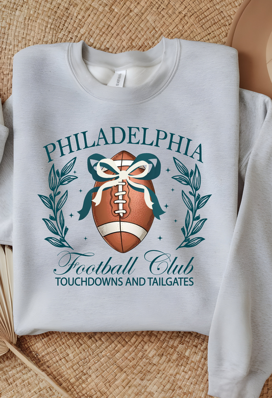 Philadelphia Coquette Football Sweatshirt Girly Football Bow Sublimation Sweatshirt or Tee
