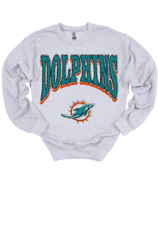 Faux Embroidery Dophins Gameday Sweatshirt