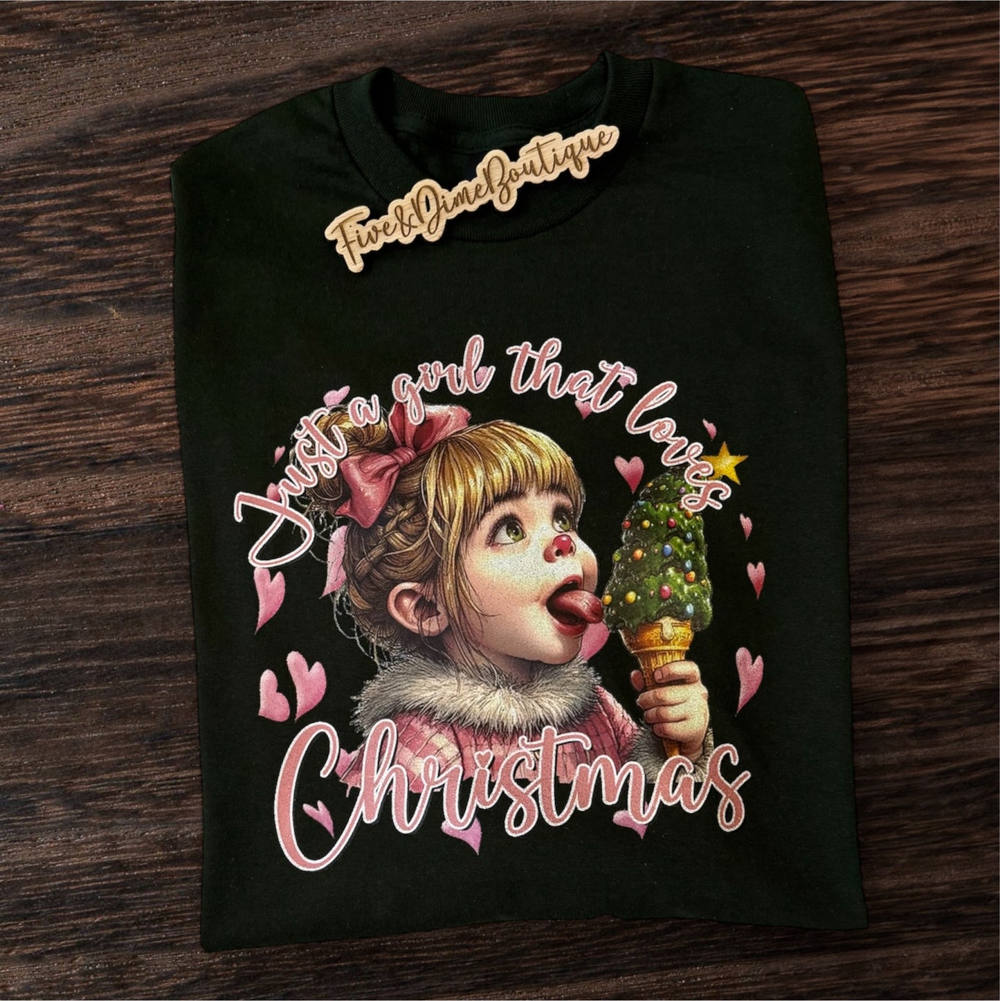 Just a Girl who Loves Christmas Glitter Sweatshirt or Tee