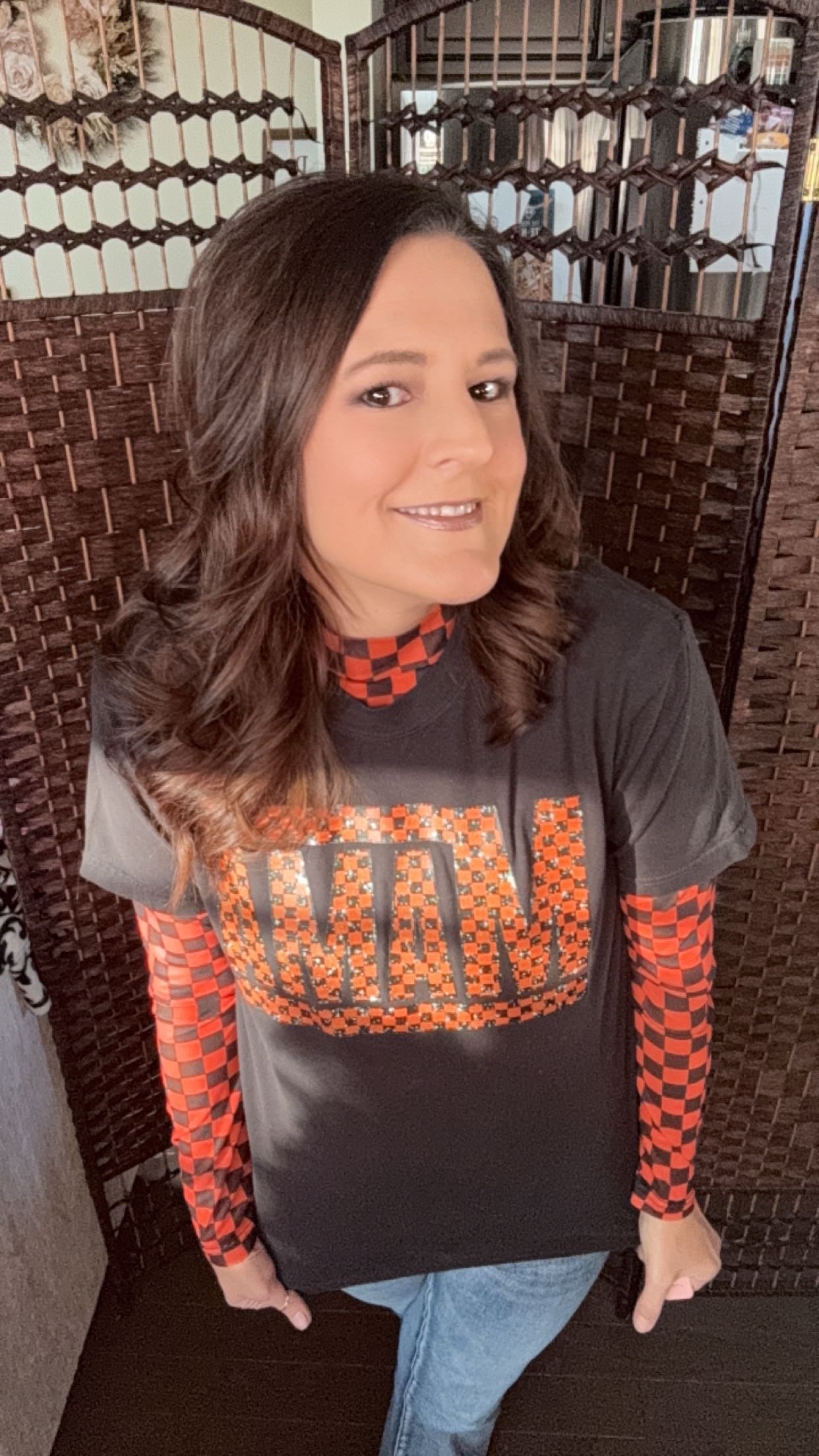 Mama Orange Checkered CC Tee or Sweatshirt