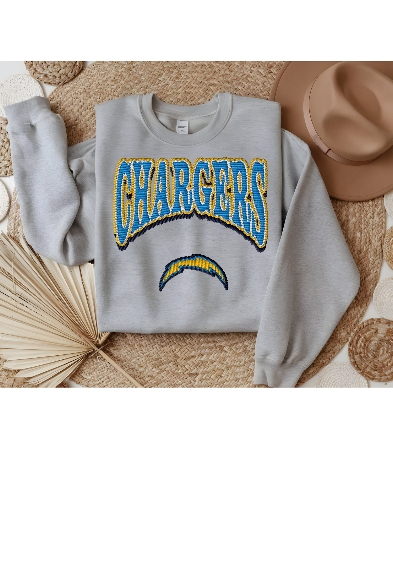 Faux Embroidery Chargers Gameday Sweatshirt