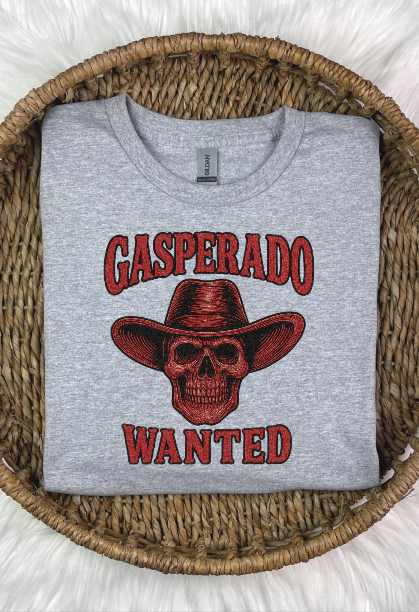Faux Embroidery Gasperado Wanted Tee Shirt