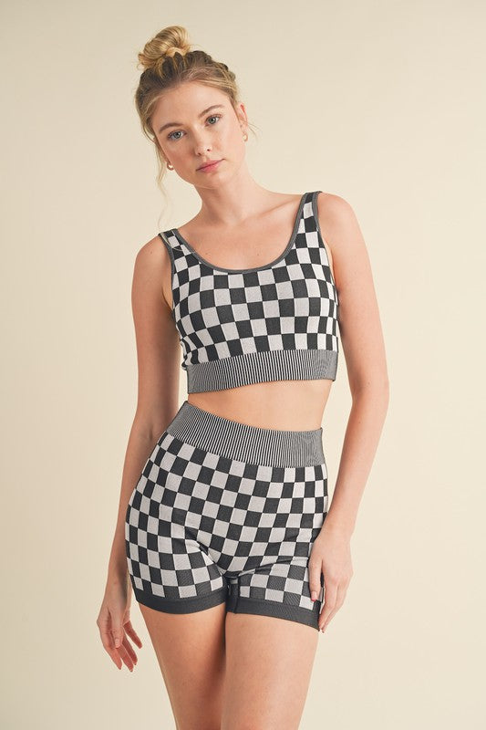 Checkmate Cropped Two Piece Set