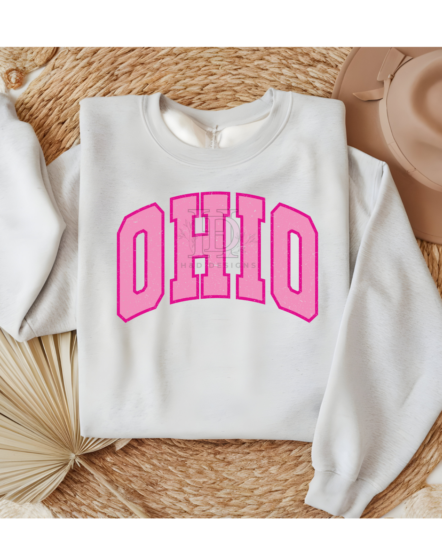 Girly Pink Varsity State Sweatshirt Vintage College State