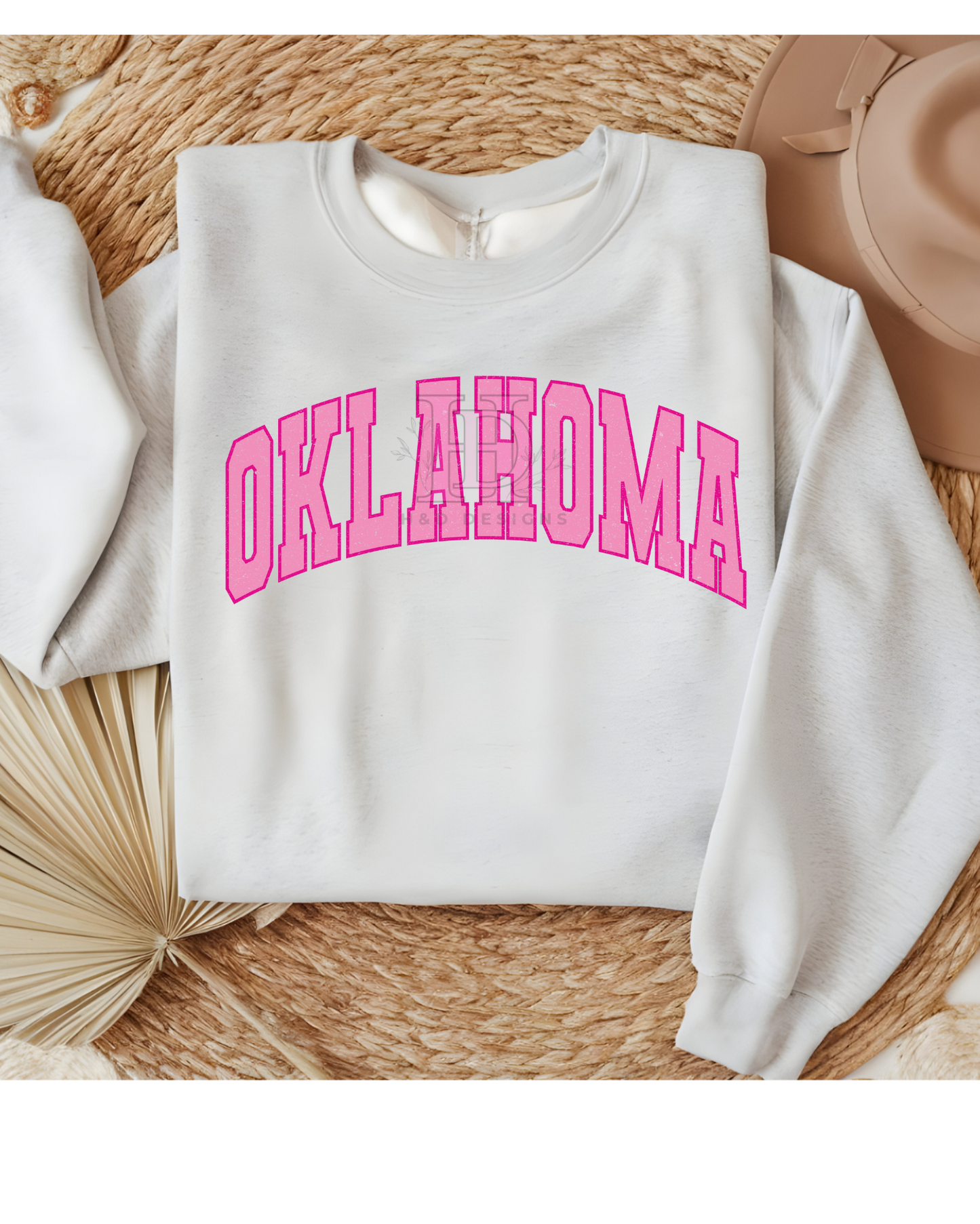 Girly Pink Varsity State Sweatshirt Vintage College State