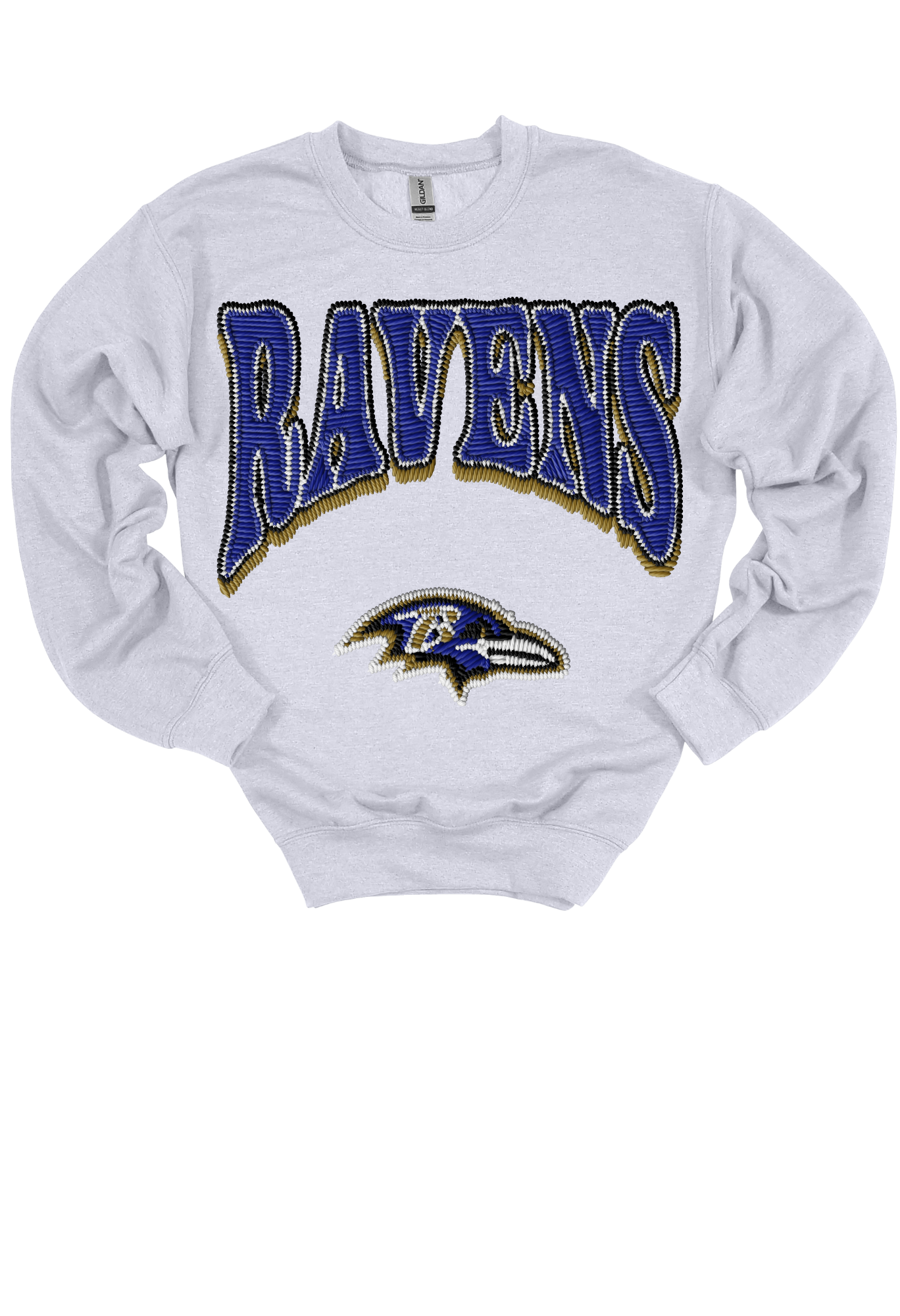 Faux Embroidery Ravens  Gameday Sweatshirt