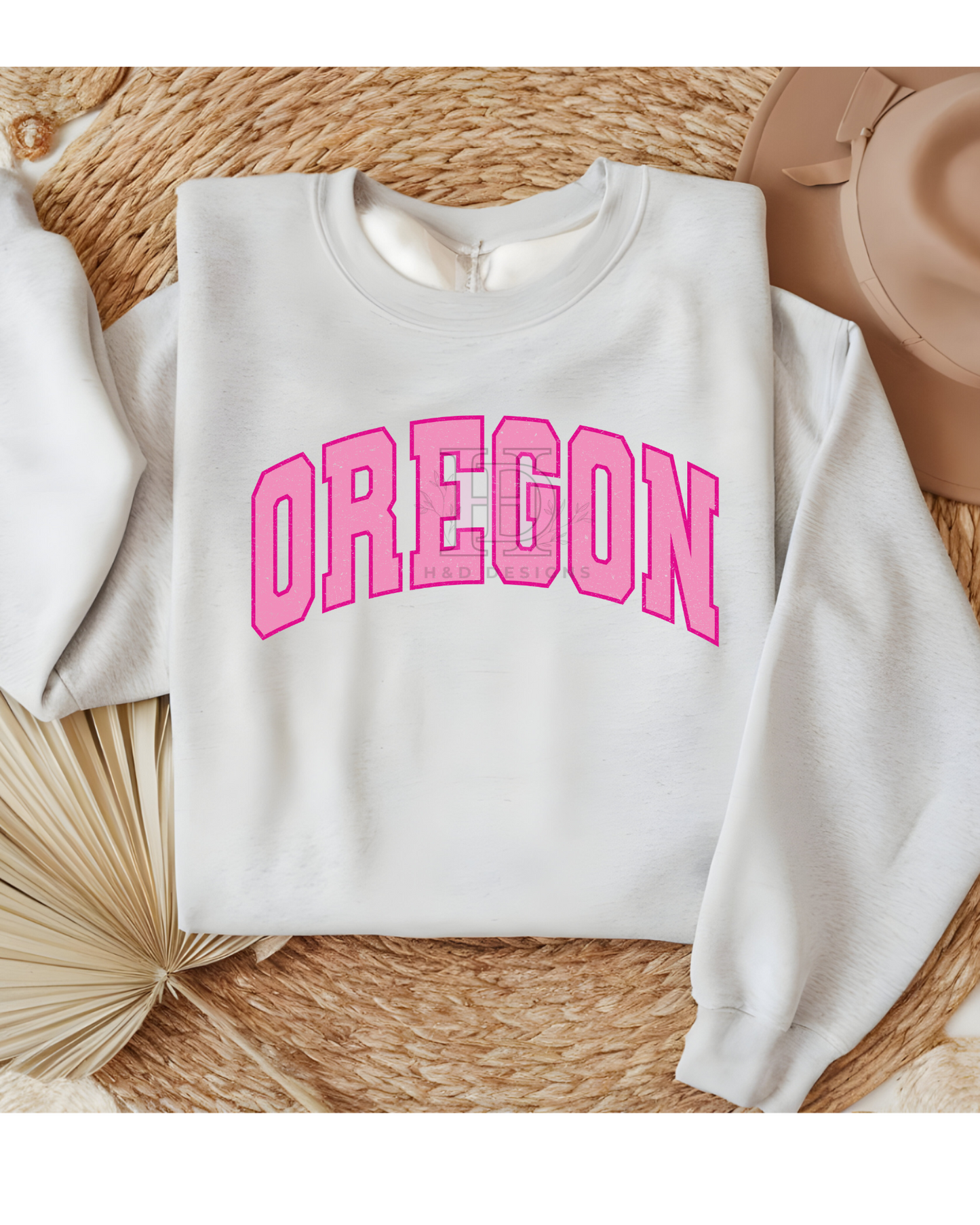 Girly Pink Varsity State Sweatshirt Vintage College State