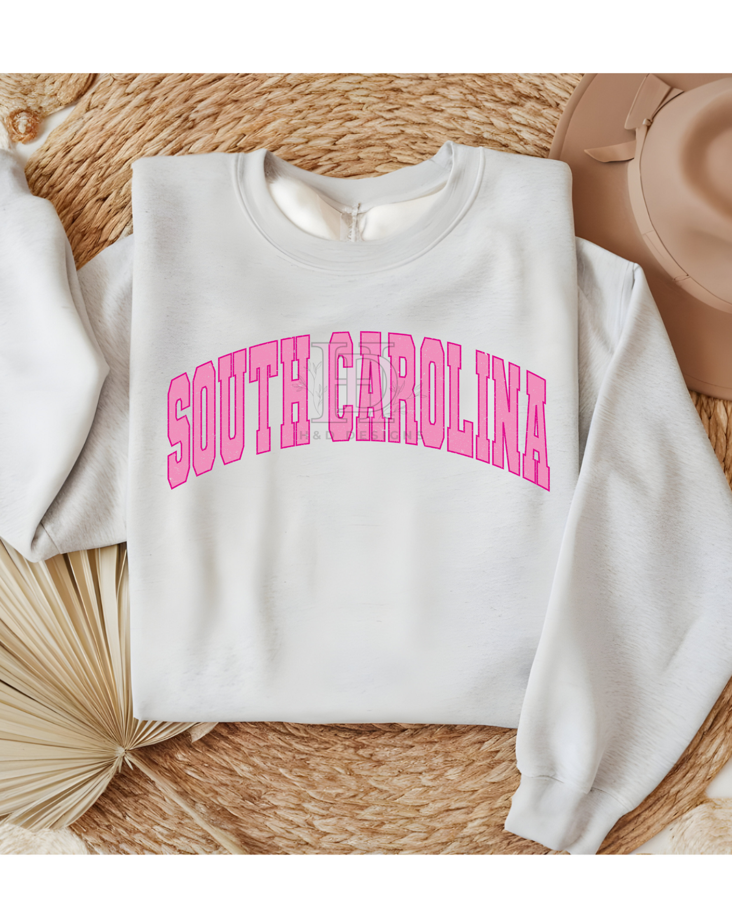 Girly Pink Varsity State Sweatshirt Vintage College State