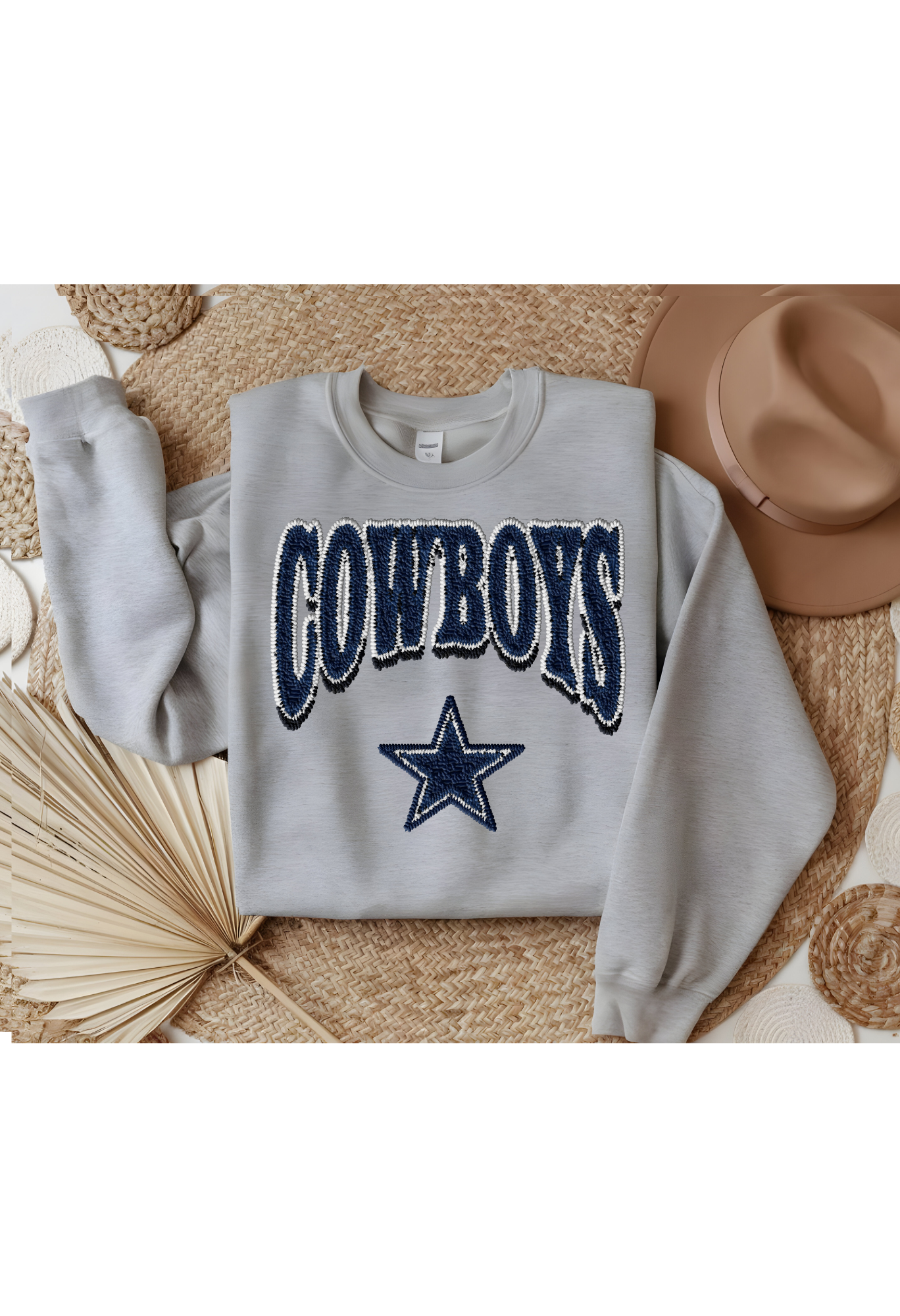 Faux Embroidery Cowboys Gameday Sweatshirt