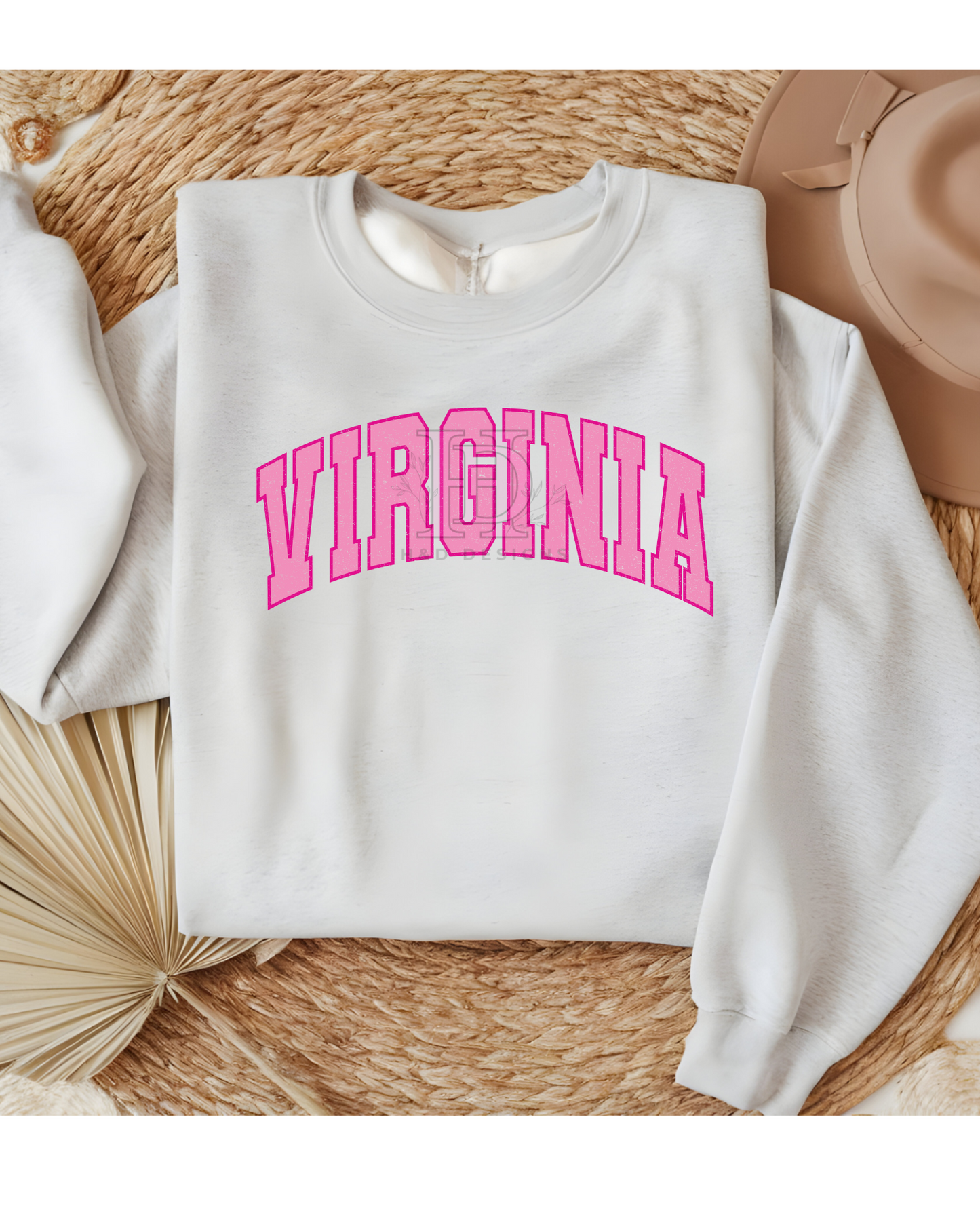 Girly Pink Varsity State Sweatshirt Vintage College State