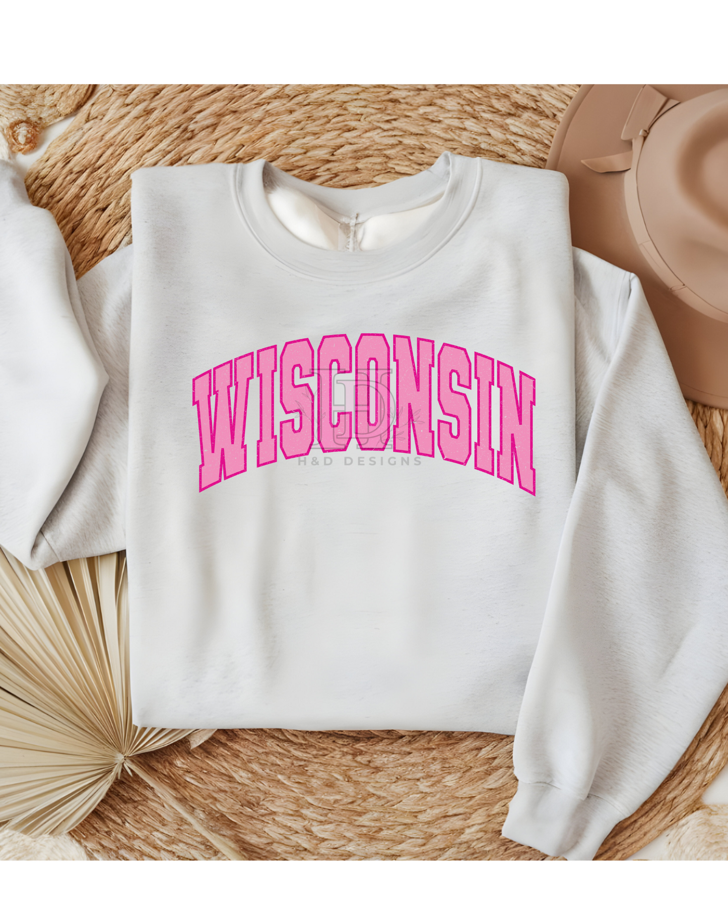 Girly Pink Varsity State Sweatshirt Vintage College State