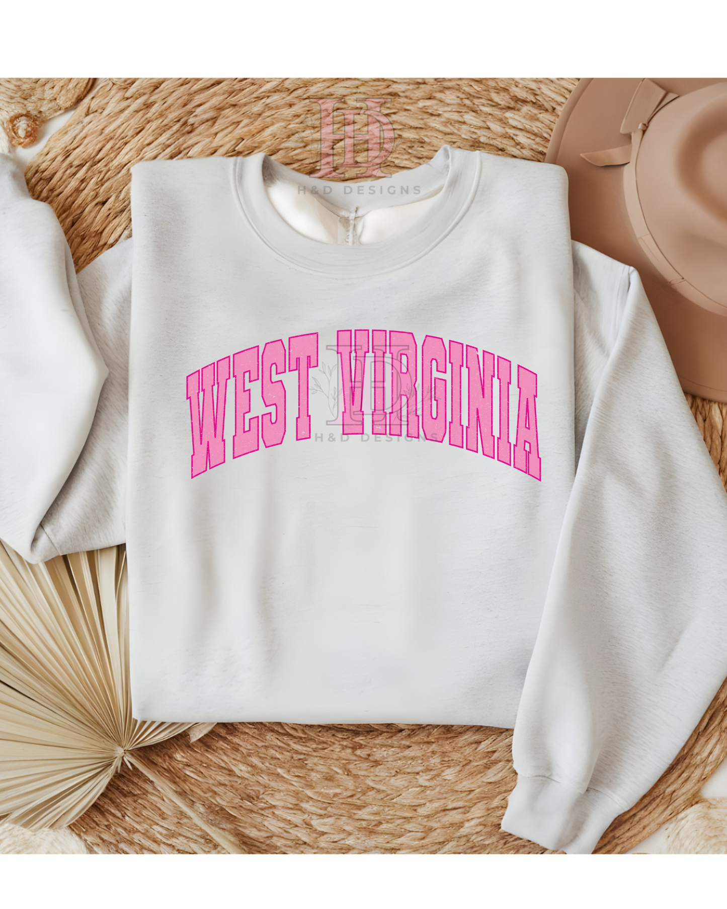 Girly Pink Varsity State Sweatshirt Vintage College State