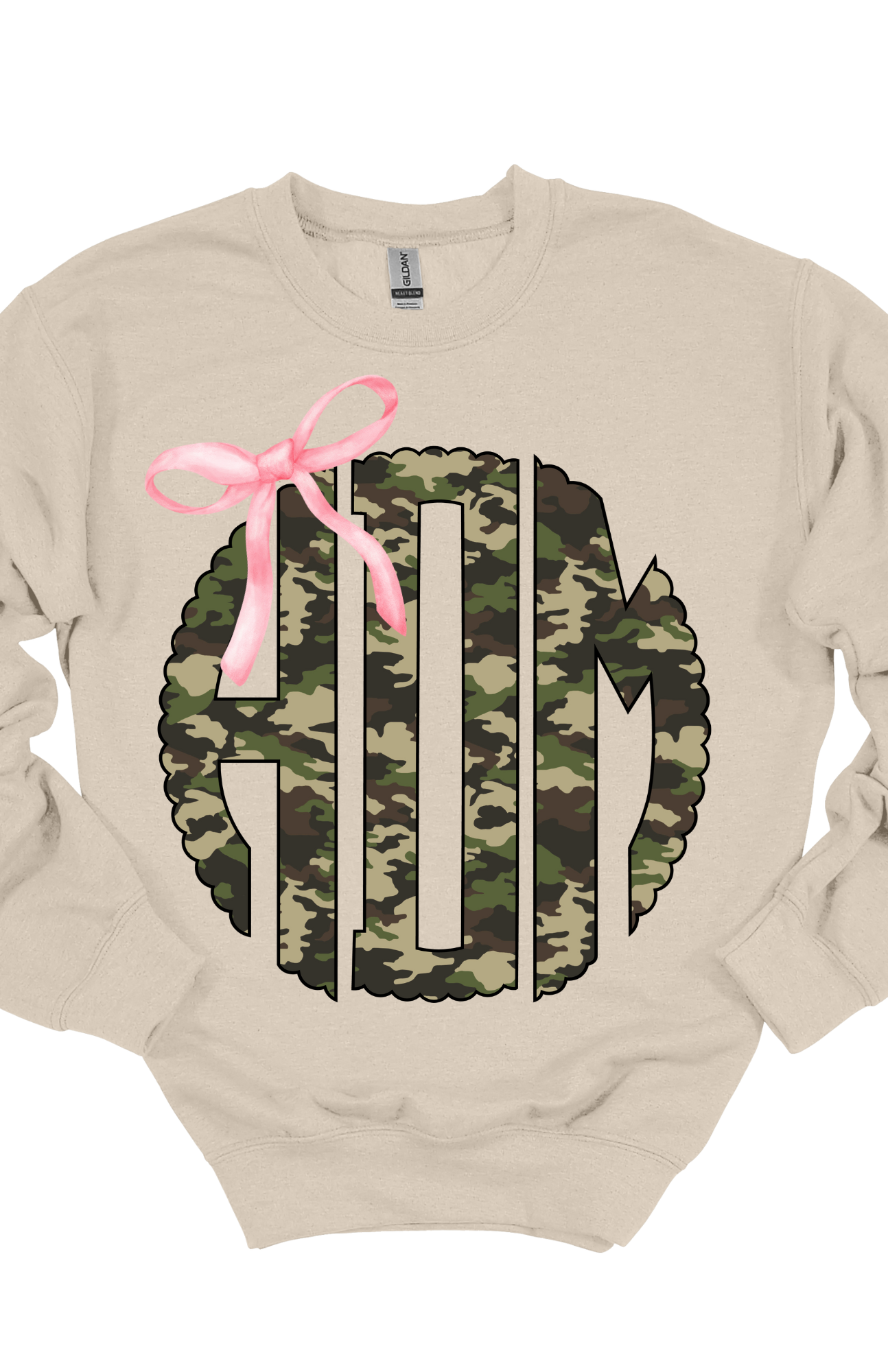 Custom Camo Monogram Bow Sweatshirt