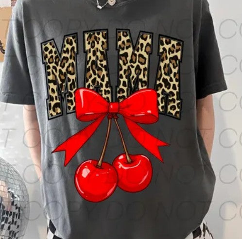 Mama Cheetah Bow Cherry Tee
