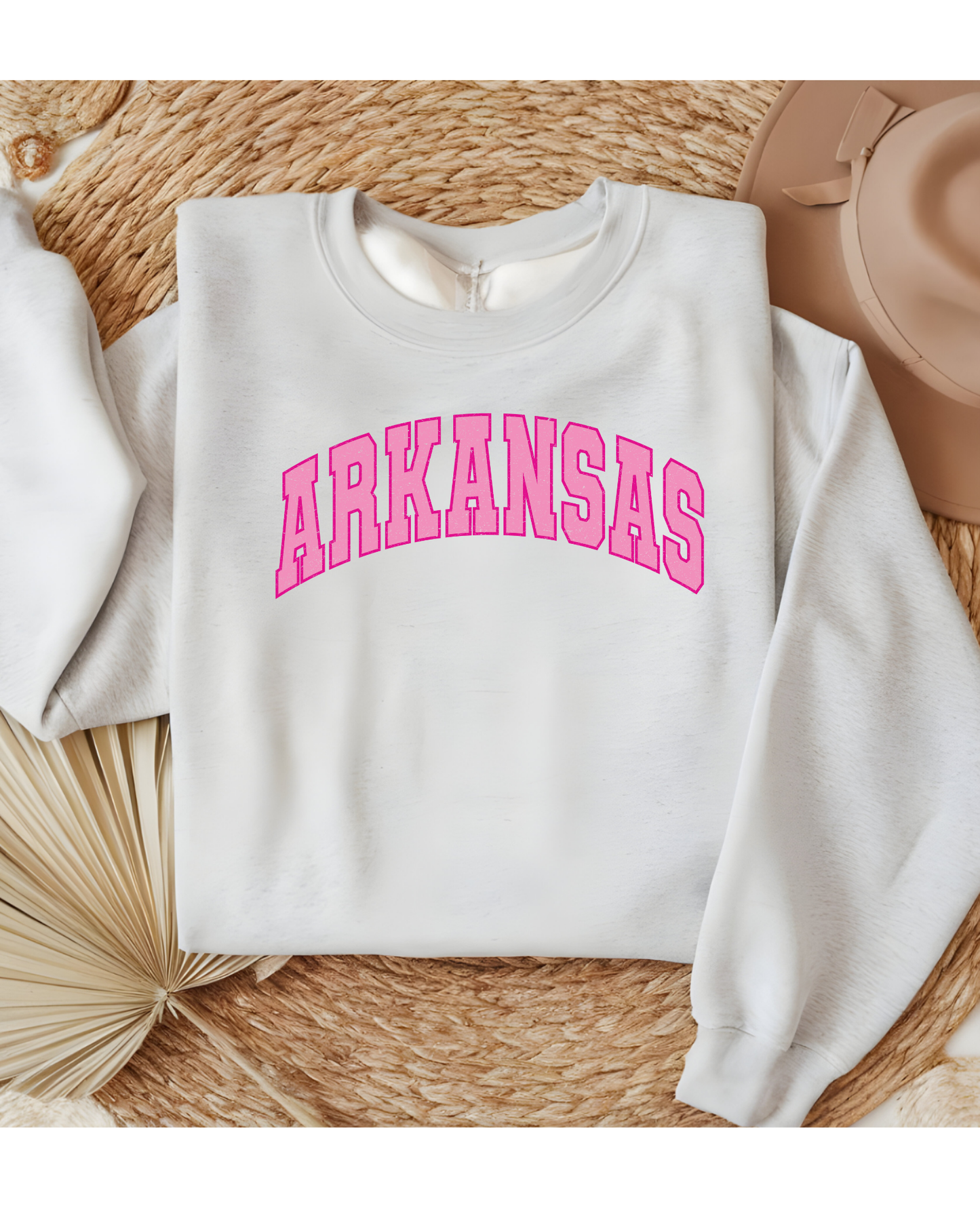 Girly Pink Varsity State Sweatshirt Vintage College State