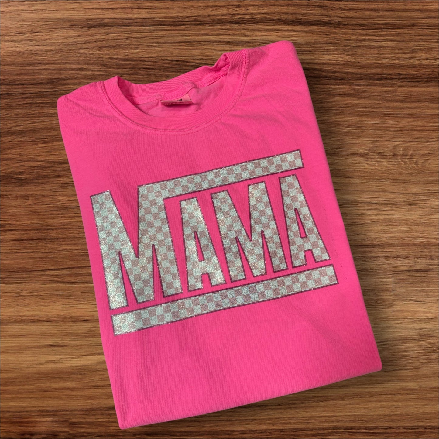 Glitter Mama Checkered Printed Tee