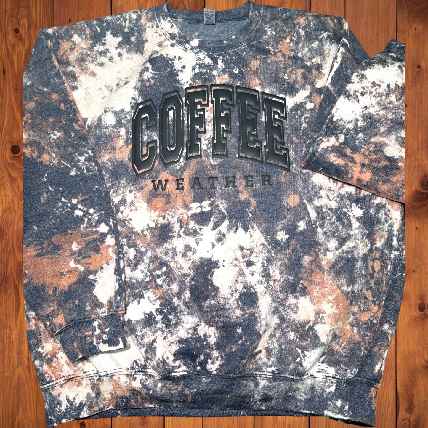 Puff Print Coffee Weather Cowhide Bleached Sweatshirt