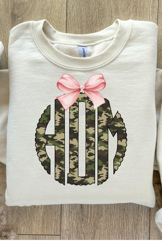 Custom Camo Monogram Bow Sweatshirt