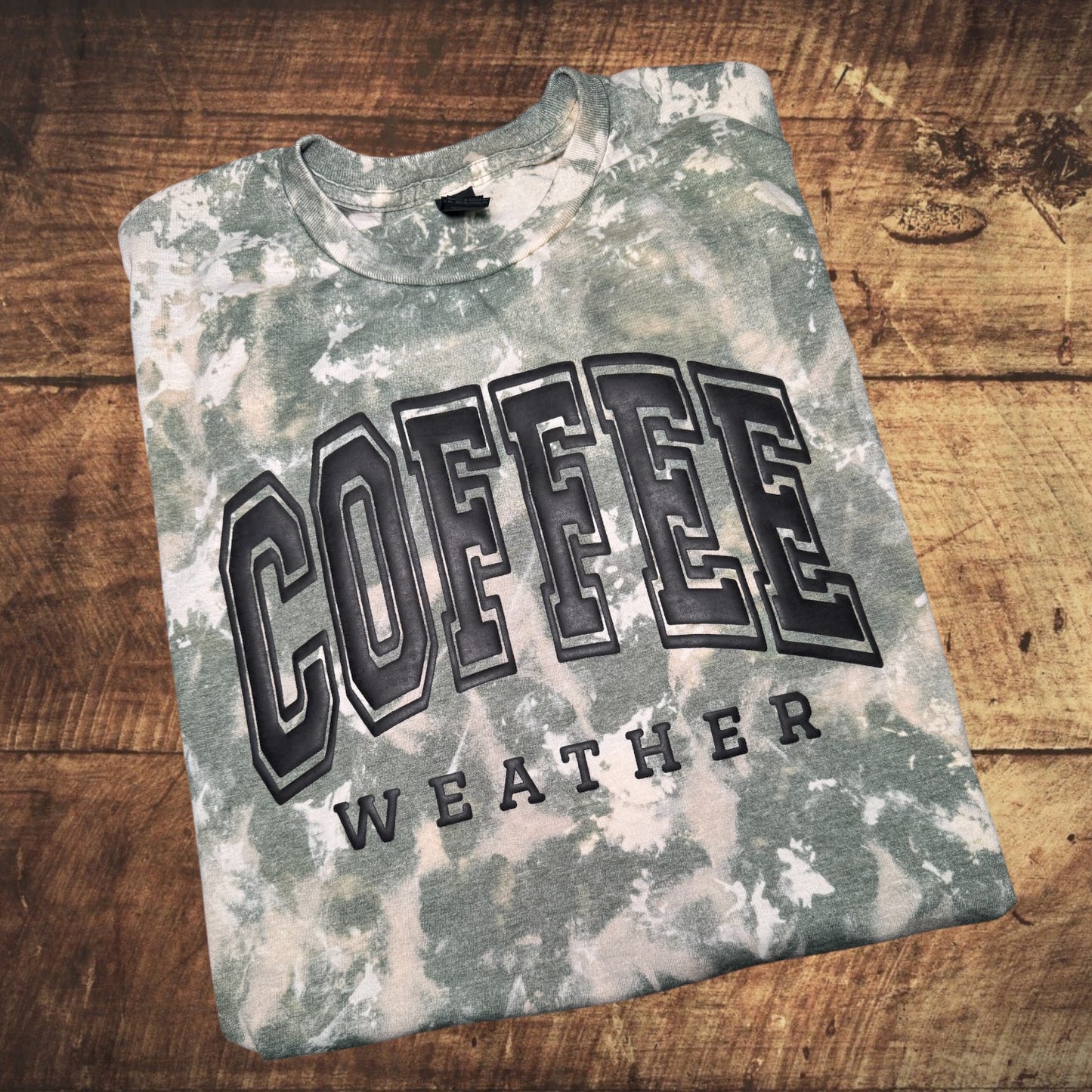 Bleached Military Green Coffee Weather Tee Shirt