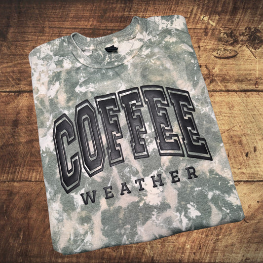Bleached Military Green Coffee Weather Tee Shirt