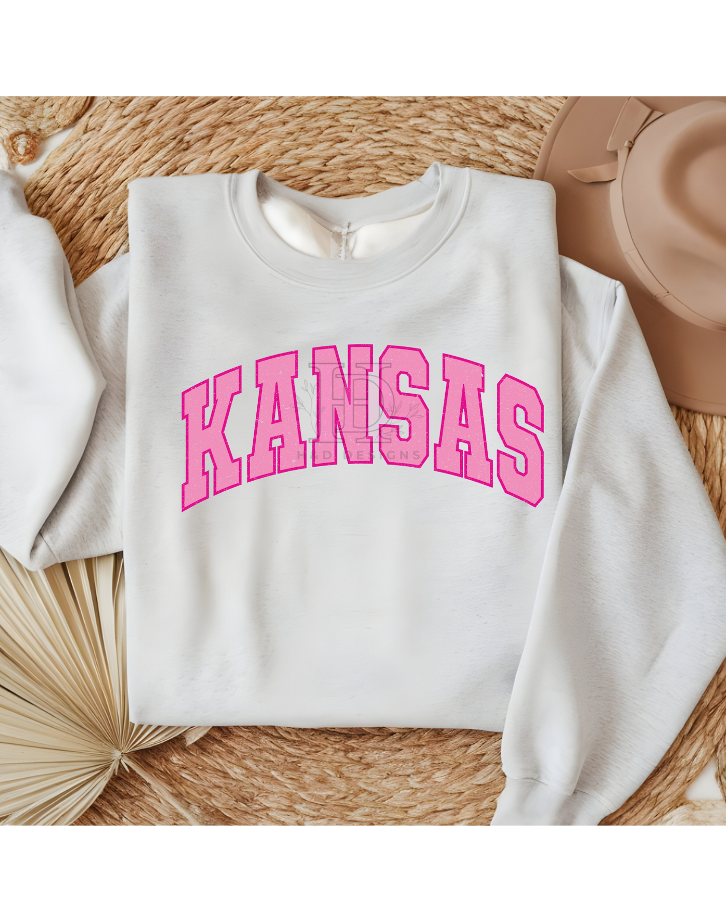 Girly Pink Varsity State Sweatshirt Vintage College State