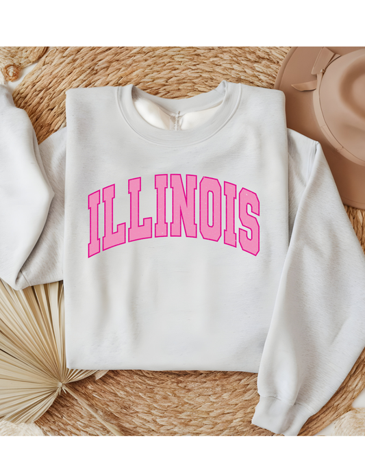 Girly Pink Varsity State Sweatshirt Vintage College State