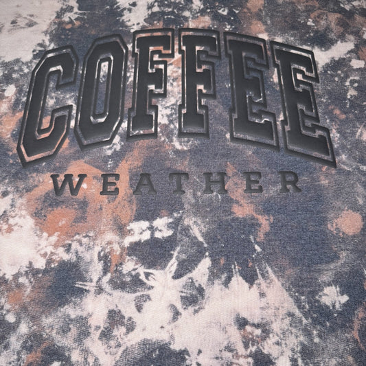 Puff Print Coffee Weather Cowhide Bleached Sweatshirt