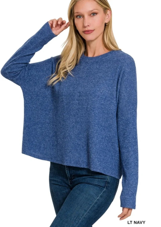 RIBBED DOLMAN LONG SLEEVE SWEATER