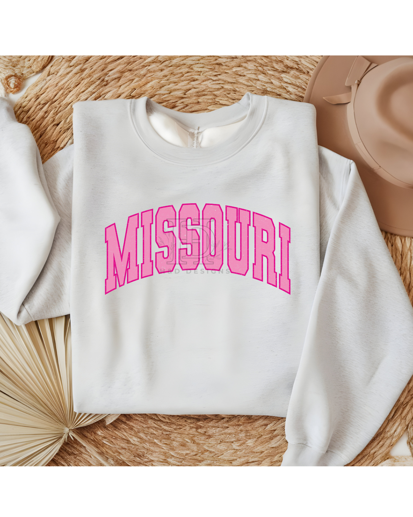 Girly Pink Varsity State Sweatshirt Vintage College State