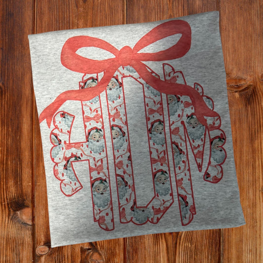 Custom Monogram Santa Tees and Sweatshirts