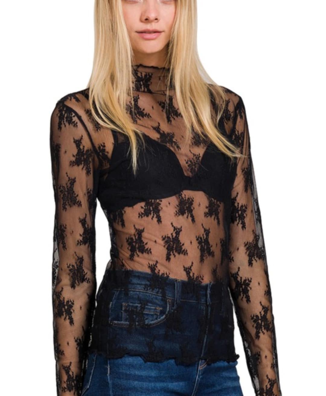 Lace See-Through Layering Top