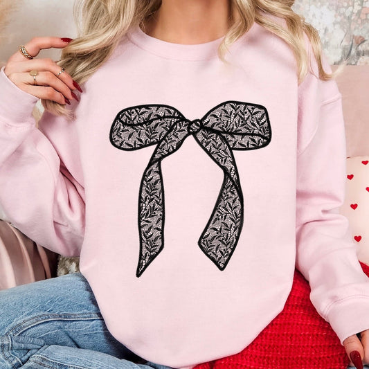 Black Lace Bow Sweatshirt