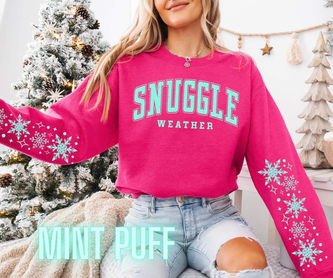 Snuggle Weather Puff Print Sweatshirt with Sleeve Prints