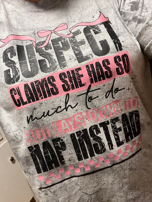 Suspect Takes a Nap Graphic Tee