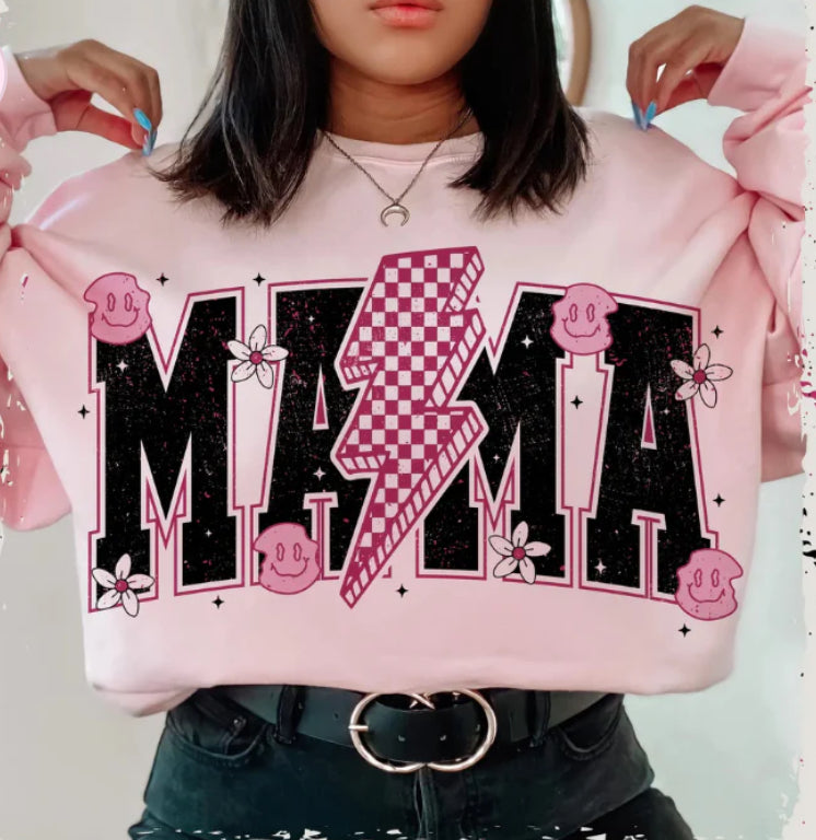 Mama Lighting Bolt Sweatshirt or Comfort Color Tee