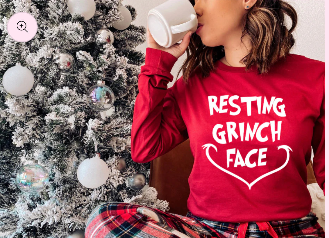 Resting Grinch Face Sweatshirt or Comfort Color Tee