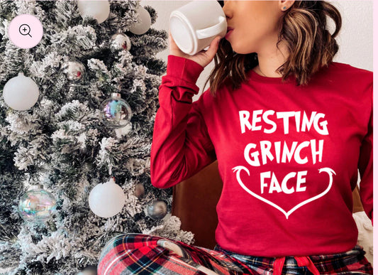 Resting Grinch Face Sweatshirt or Comfort Color Tee