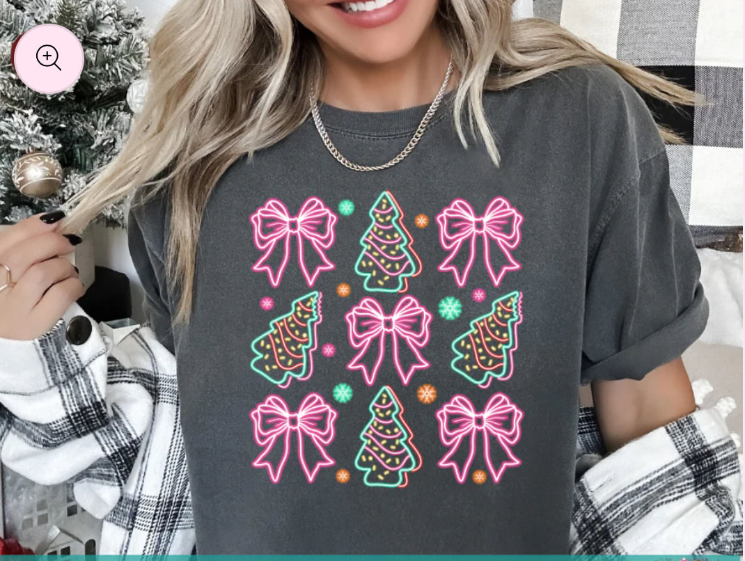 Neon Christmas Tree Coquette Comfort Color Tee