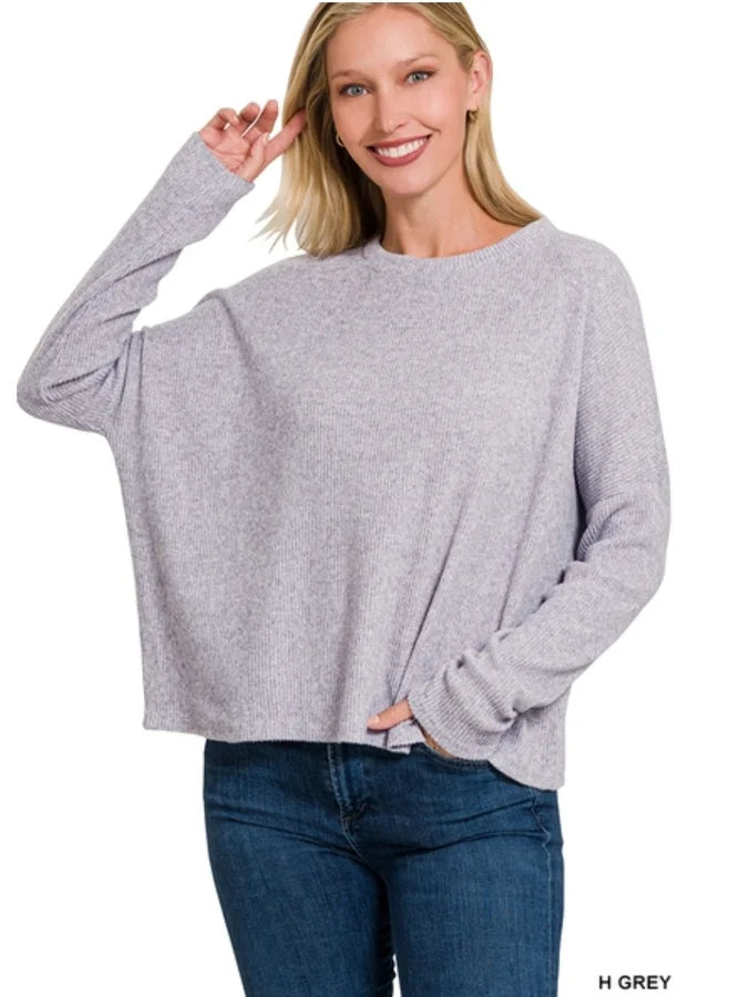 RIBBED DOLMAN LONG SLEEVE SWEATER