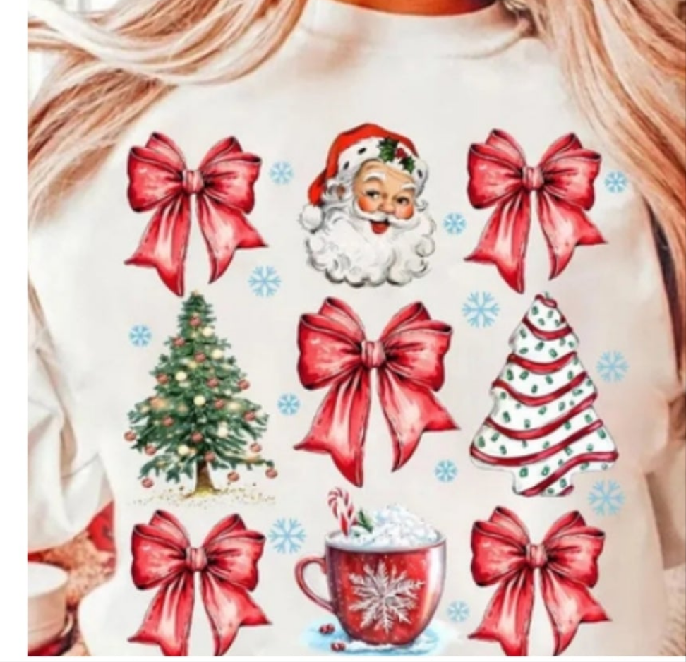 2 for $40.00 Mystery Christmas Glitter Print Sweatshirt