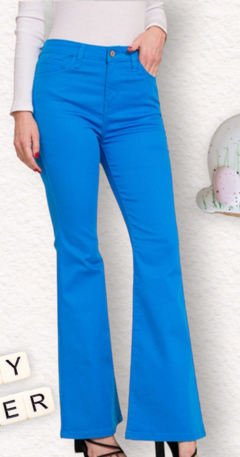 HIGH-RISE BOOTCUT COLOR DENIM PANTS ZENANA