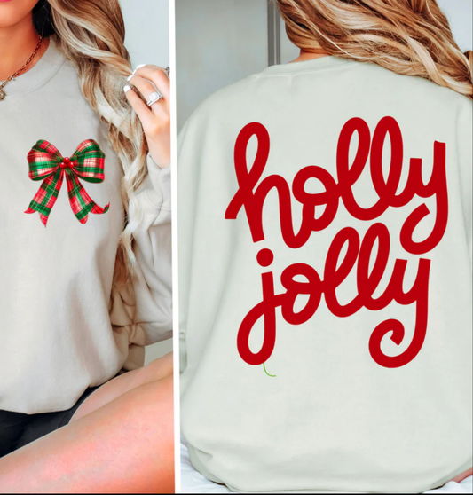 Holly Jolly with Front Bow Sweatshirt