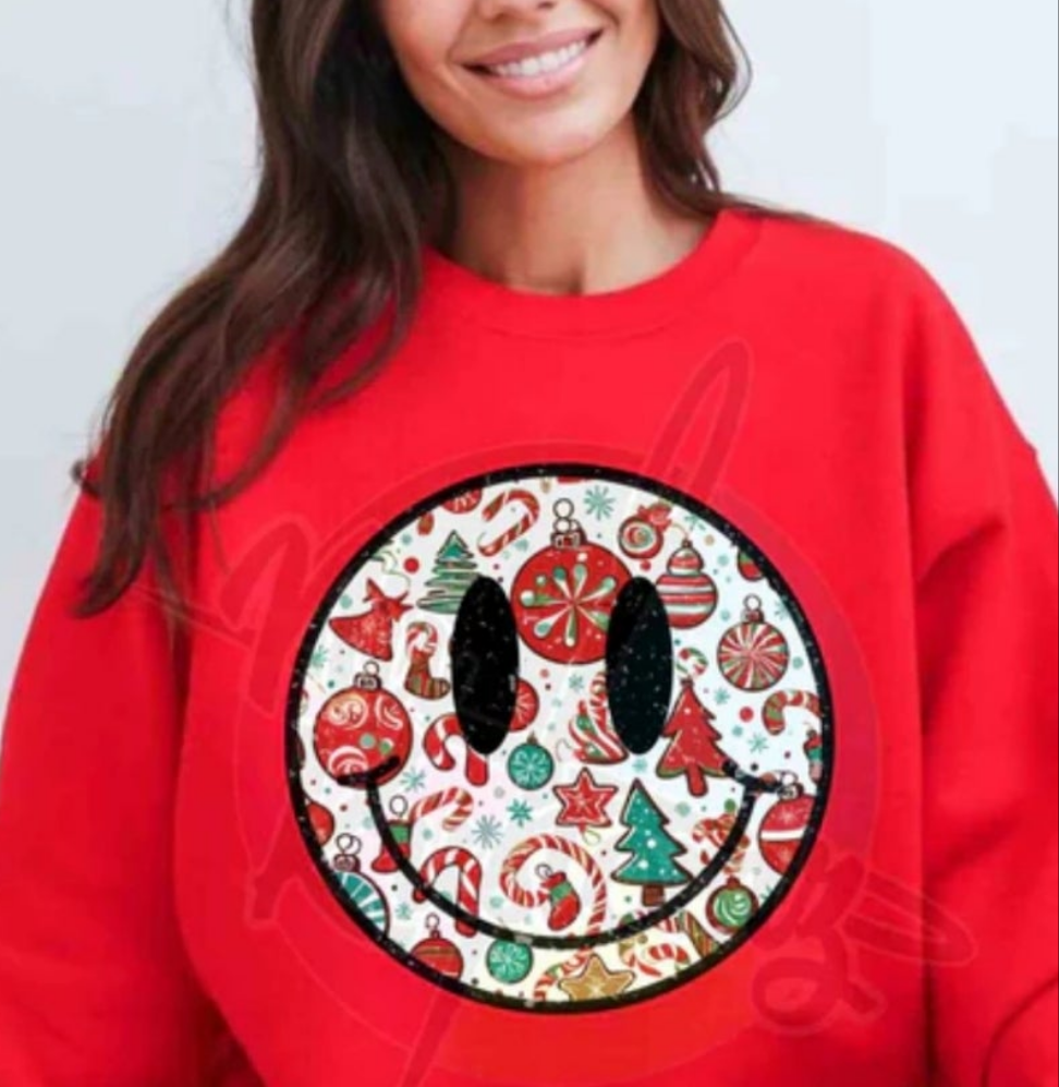 2 for $40.00 Mystery Christmas Glitter Print Sweatshirt