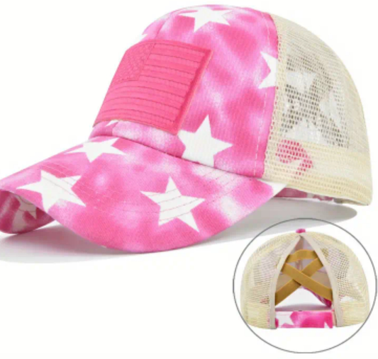 Stars and Stripes pony tail hat