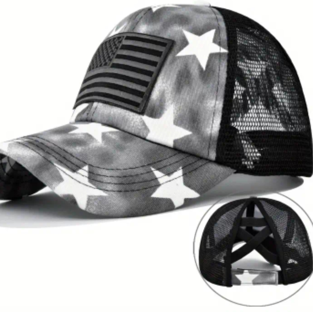 Stars and Stripes pony tail hat